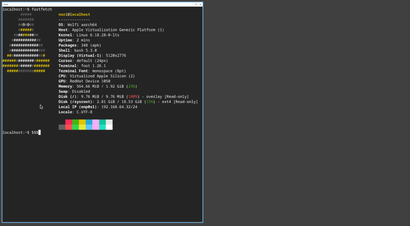 niri running on a Wolfi bootc host